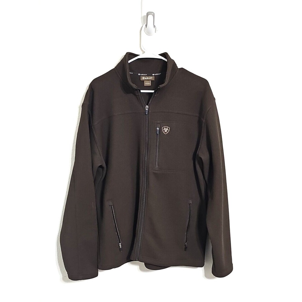 ARIAT Brown Zip Up Ribbed Jacket Men Size L‎